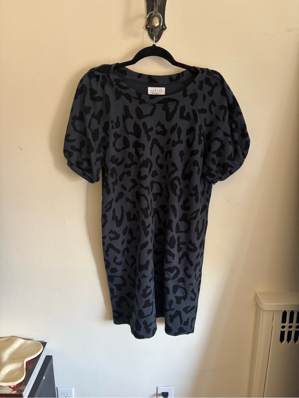 Cotton animal print mini shirt dress